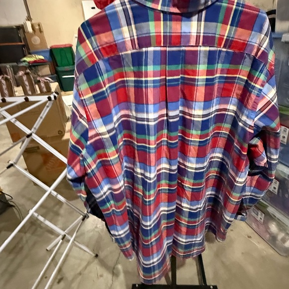 Men's Plaid Shirt - Red, Blue, Green - Picture 4 of 4
